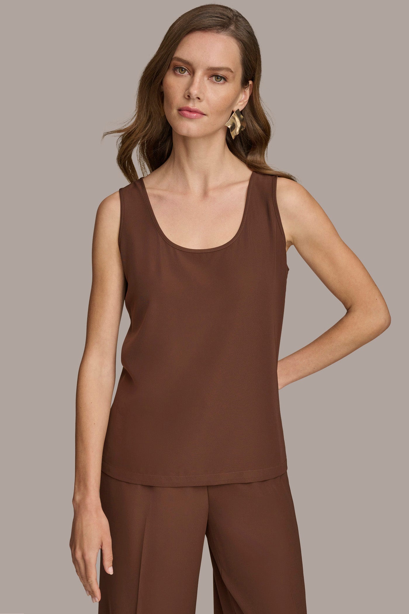 (image for) EXCELLENT SOFT SUITING SCOOP NECK TOP